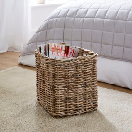 Churchgate Rattan Square Storage Basket Grey