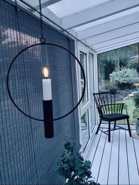 Cirkel ophæng / Lysestage eller vase – Sort – Ø20