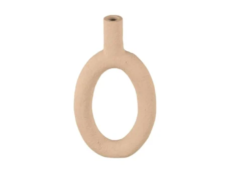 Columbine, Vase, Ring, Oval High, Sand, Polyresin, H: 31 x 16,5 cm
