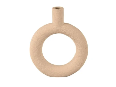 Columbine, Vase, Ring, Rund, Sand, Polyresin, H: 22,5 x B: 18 cm