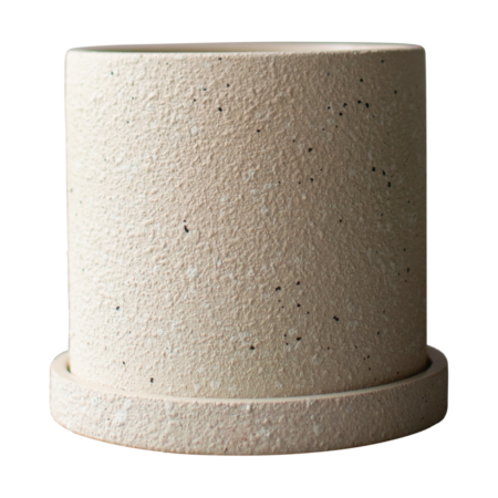 DBKD Grow krukke Ø13 cm med fad Creme structure