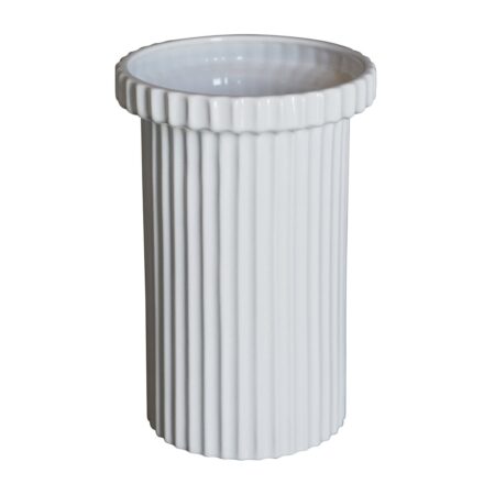 DBKD Stripe krukke stor h22 cm Ø12 cm Shiny white