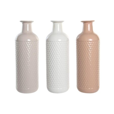 DKD Home Decor vase i dolomit - terrakotta/malva/lyserød, 13 × 13 × 41 cm (sæt med 3)