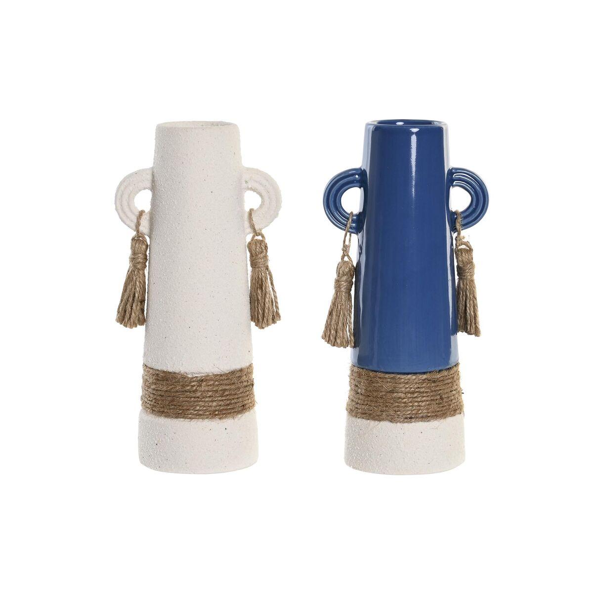 DKD Home Decor vase i keramik - Hvid/Marineblå, sæt med 2 (9,5 × 7 × 20 cm) DKD Home Decor vase i keramik - Hvid/Marineblå, sæt med 2 (9,5 × 7 × 20 cm)