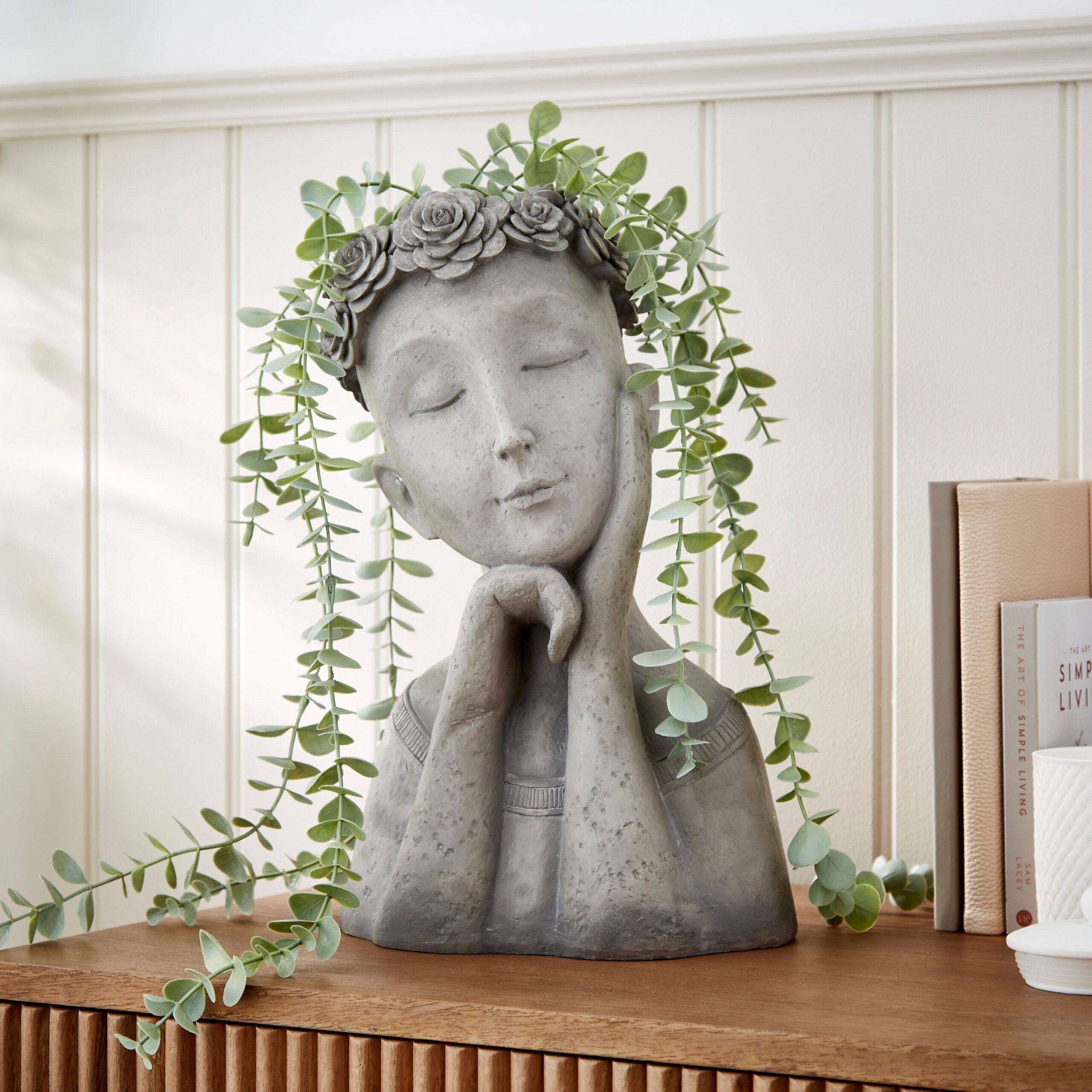 Decorative Lady Plant Pot Grey Decorative Lady Plant Pot Grey