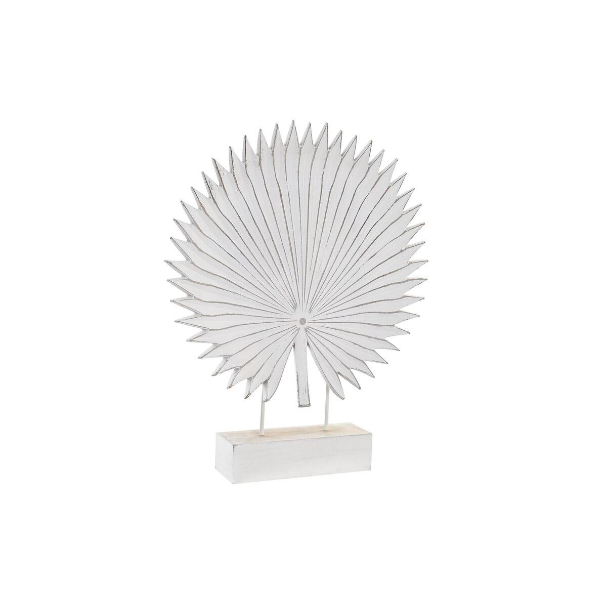 Dekorativ figur 36 x 7 x 46 cm Hvid Tropisk Blad af en plante Dekorativ figur 36 x 7 x 46 cm Hvid Tropisk Blad af en plante