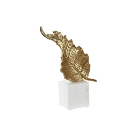 Dekorativ figur Home ESPRIT Hvid Gylden Blad af en plante 20 x 7 x 22 cm