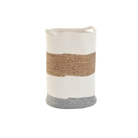 Dekorativ kurv - hvid, naturlig fiber, håndlavet