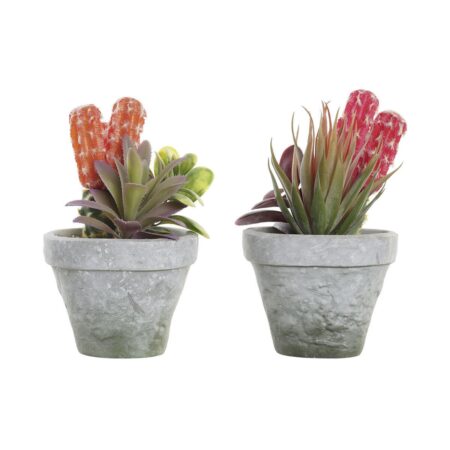 Dekorativ plante DKD Home Decor Rød Grå Orange EVA PE (16 x 12,5 x 19,5 cm) (2 enheder)