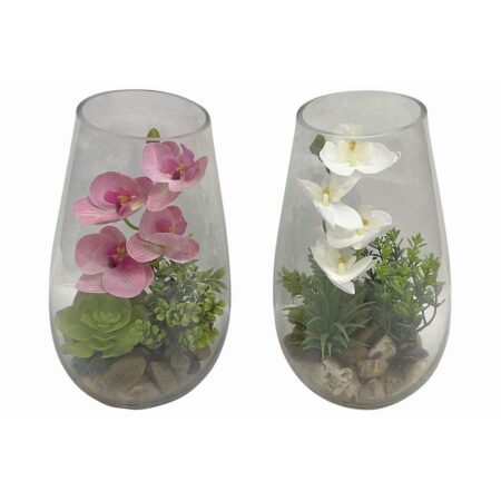 Dekorativ plante Home ESPRIT PVC Krystal 15 x 15 x 25 cm (2 enheder)