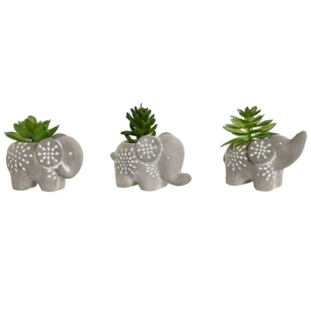 Dekorativ plante Home ESPRIT Polyetylen Cement 8 x 5 x 7 cm (3 enheder)