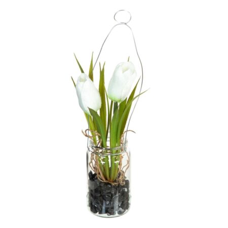 Dekorativ plante Polyester Polyetylen Jern 7 x 7 x 24 cm