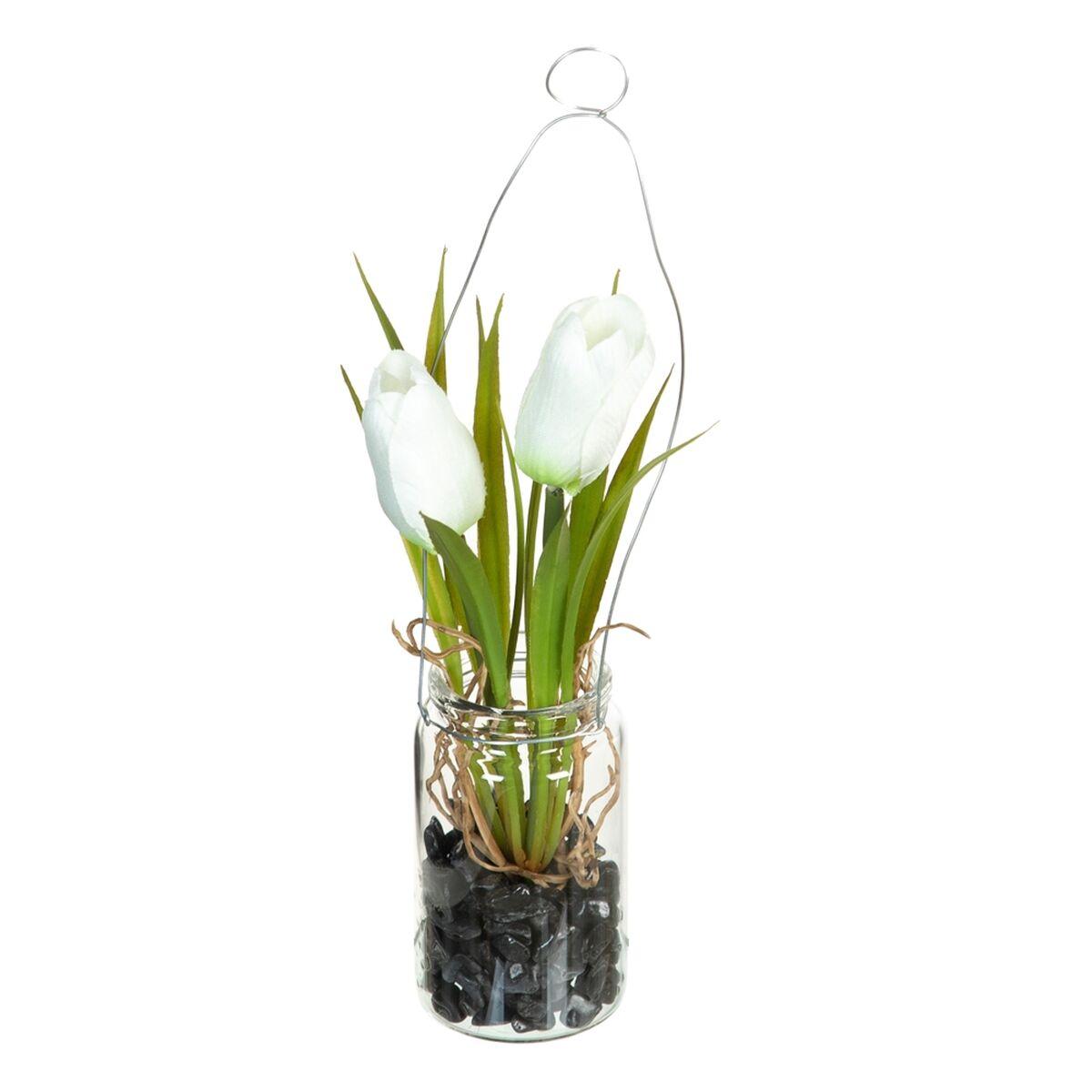 Dekorativ plante Polyester Polyetylen Jern 7 x 7 x 24 cm Dekorativ plante Polyester Polyetylen Jern 7 x 7 x 24 cm