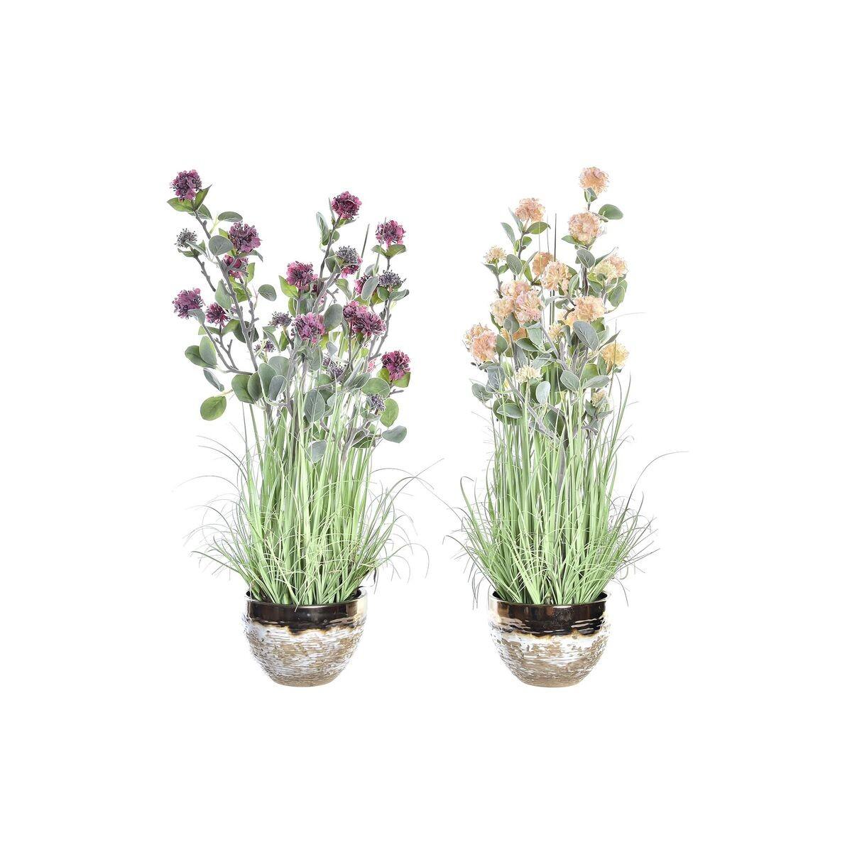 Dekorativ plante Vase 20 x 20 x 78 cm Porcelæn Pink PVC (2 enheder) Dekorativ plante Vase 20 x 20 x 78 cm Porcelæn Pink PVC (2 enheder)