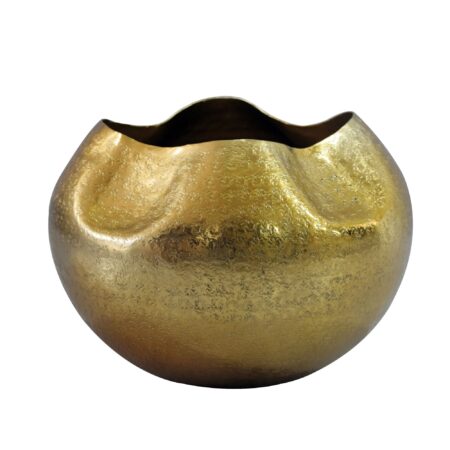 Dekorativ vase i aluminium - 30 cm - Guldfarvet - Håndlavet