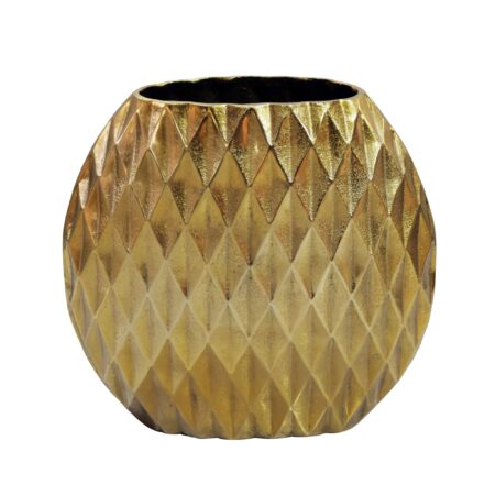 Dekorativ vase i aluminium - 33,5 cm - Guld - Håndlavet