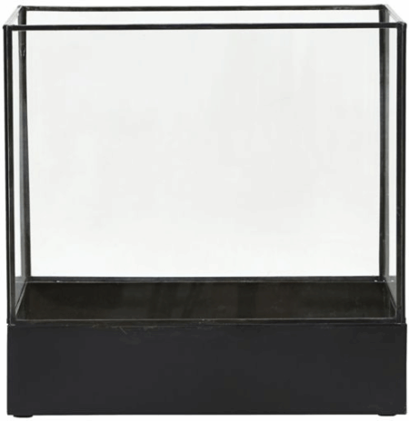 Displayboks og glasmontre House Doctor Plant i glas og messing antik sort 30x21x30 cm