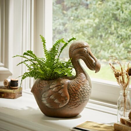 Dodo Plant Pot Antique Brass