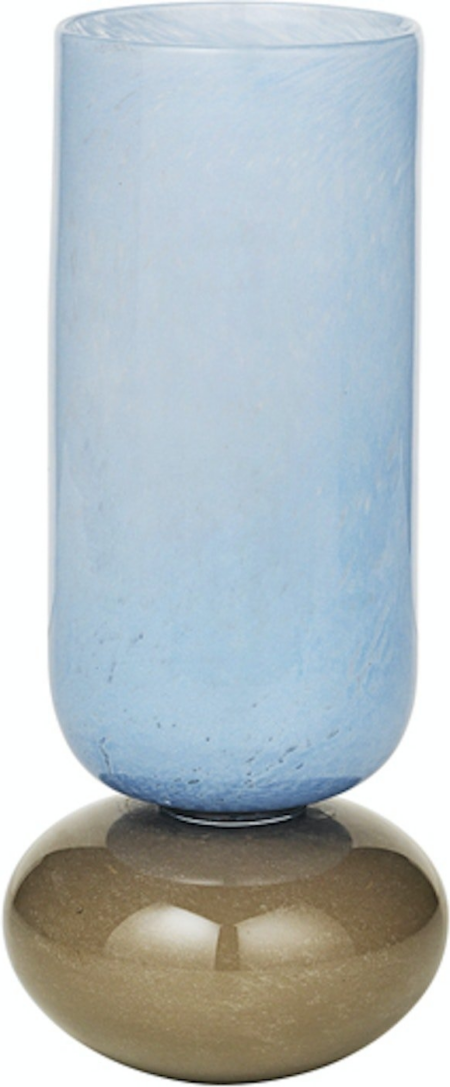 Dorit, Vase, blå, H11,5x28 cm, mundblæst glas