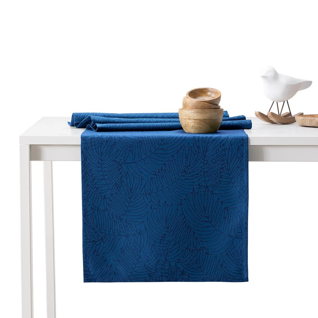 Dug sæt indigo - AmeliaHome Gaia, præget plante, 115×180 cm + bordløber 35×180 cm Dug sæt indigo - AmeliaHome Gaia, præget plante, 115×180 cm + bordløber 35×180 cm