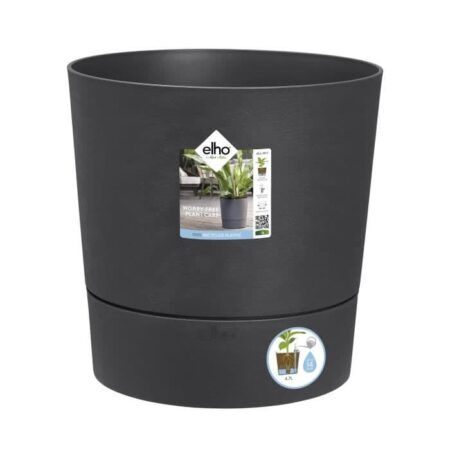 ELHO - Blomkruka - Greensense Aqua Care Round 35 - Kolgrå - Inomhus/utomhus - ⌀ 34,5 x H 34,1 cm