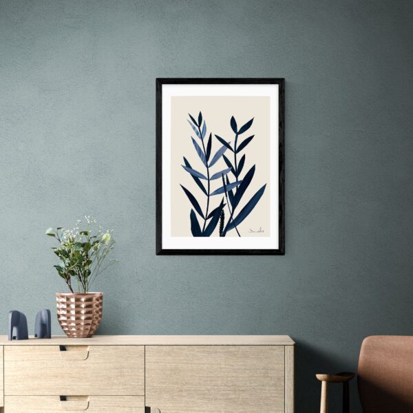 East End Prints Blue Plant I Print Black