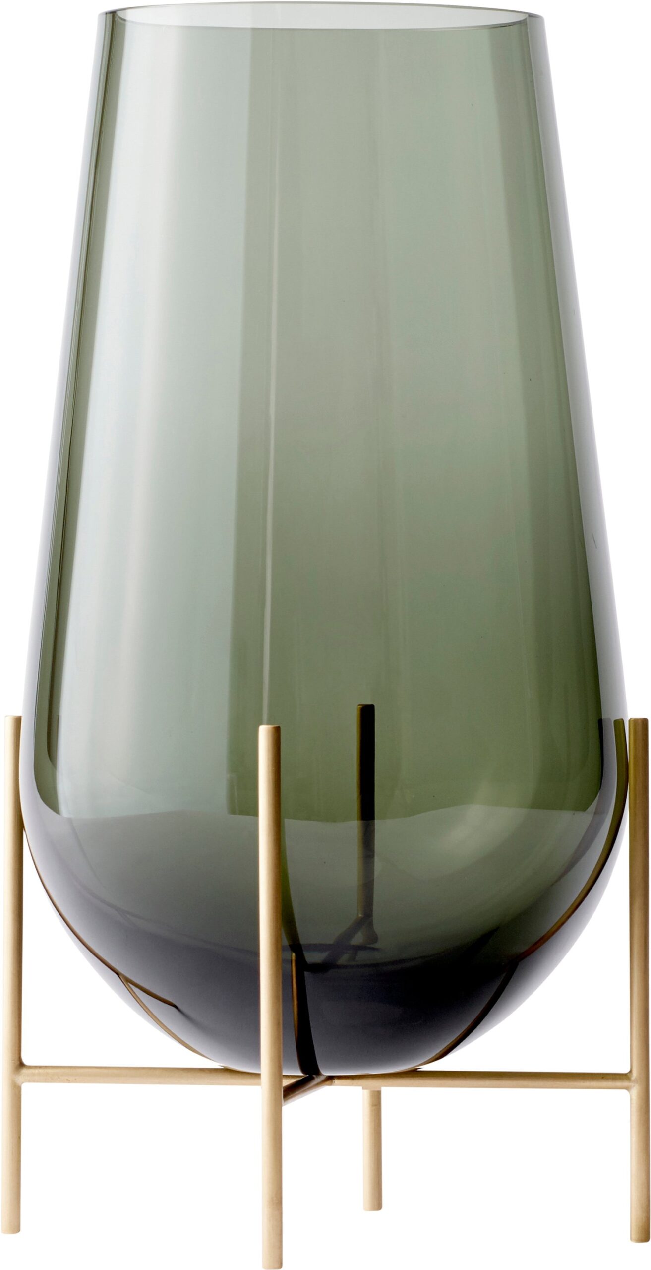 Echasse Vase, M, Smoke/brushed Bras Echasse Vase, M, Smoke/brushed Bras