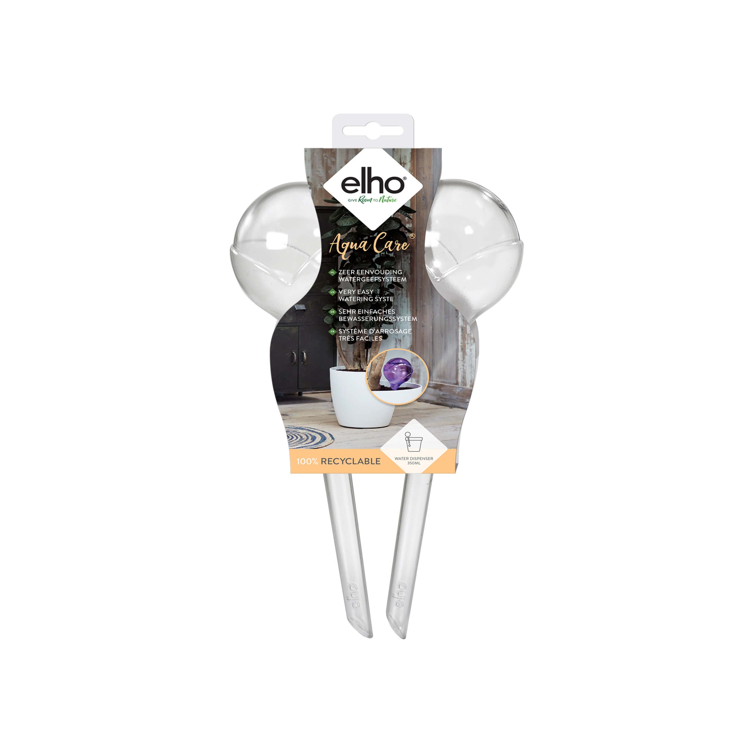 Elho - Aqua care - automatisk vandsystem og ferievander - sæt 2 stk af 350ml Elho - Aqua care - automatisk vandsystem og ferievander - sæt 2 stk af 350ml