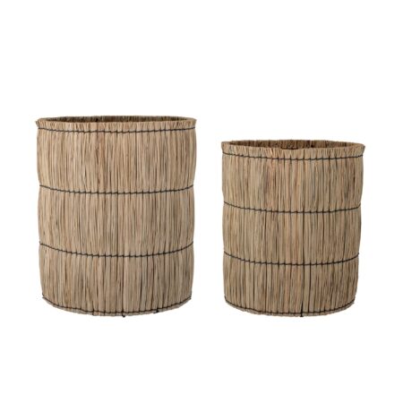 Elit Kurv, Natur, Mendong Grass - D33,5xH37/D38,5xH42,5 cm, Set of 2 - Nature / D33,5xH37/D38,5xH42,5 cm, Set of 2