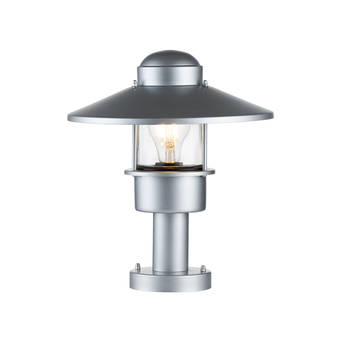 Elstead Lighting Klampenborg 1 Light Pedestal Light in Silver Elstead Lighting Klampenborg 1 Light Pedestal Light in Silver
