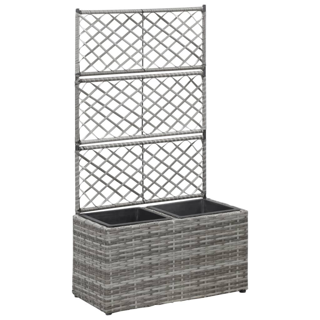 Espalier med plantekasse 2 krukker 58x30x107 polyrattan grå Espalier med plantekasse 2 krukker 58x30x107 polyrattan grå