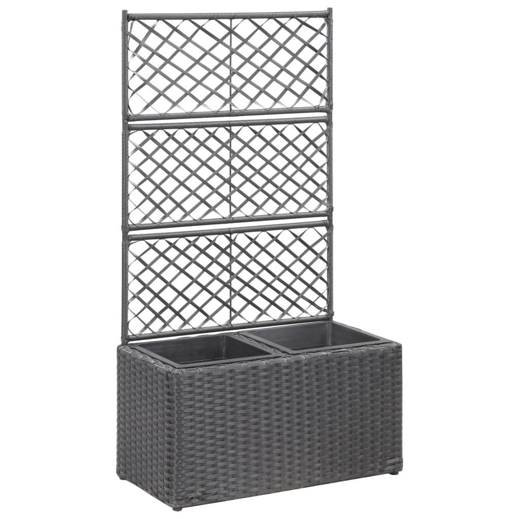 Espalier med plantekasse 2 krukker 58x30x107 polyrattan sort Espalier med plantekasse 2 krukker 58x30x107 polyrattan sort
