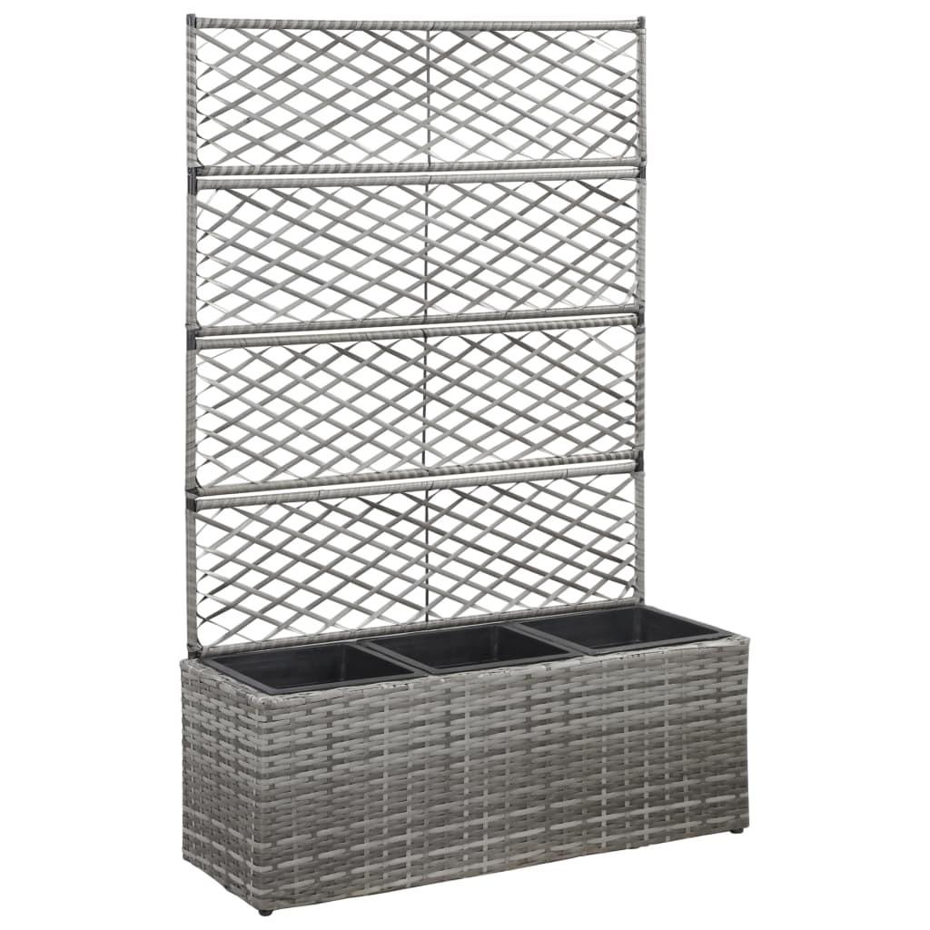 Espalier med plantekasse 3 krukker 83x30x130 cm polyrattan grå Espalier med plantekasse 3 krukker 83x30x130 cm polyrattan grå