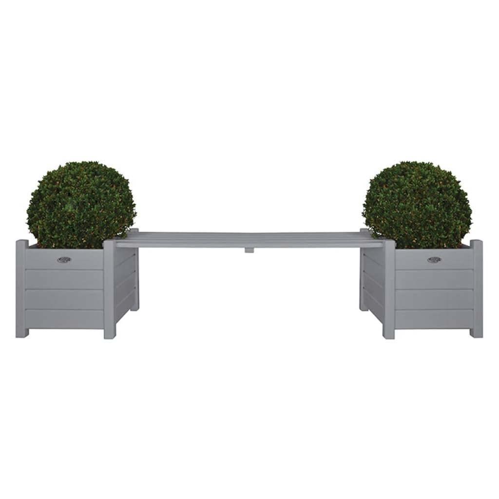 Esschert Design plantekasser CF33G med bænk imellem, grå Esschert Design plantekasser CF33G med bænk imellem, grå
