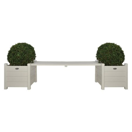 Esschert Design plantekasser CF33W med bænk imellem, hvide