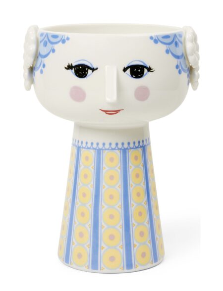 Eva Vase H18.5 Blå Bjørn Wiinblad Patterned