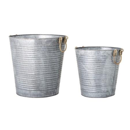 Evar Set of 2 Outdoor Flowerpots - Galvanized Iron