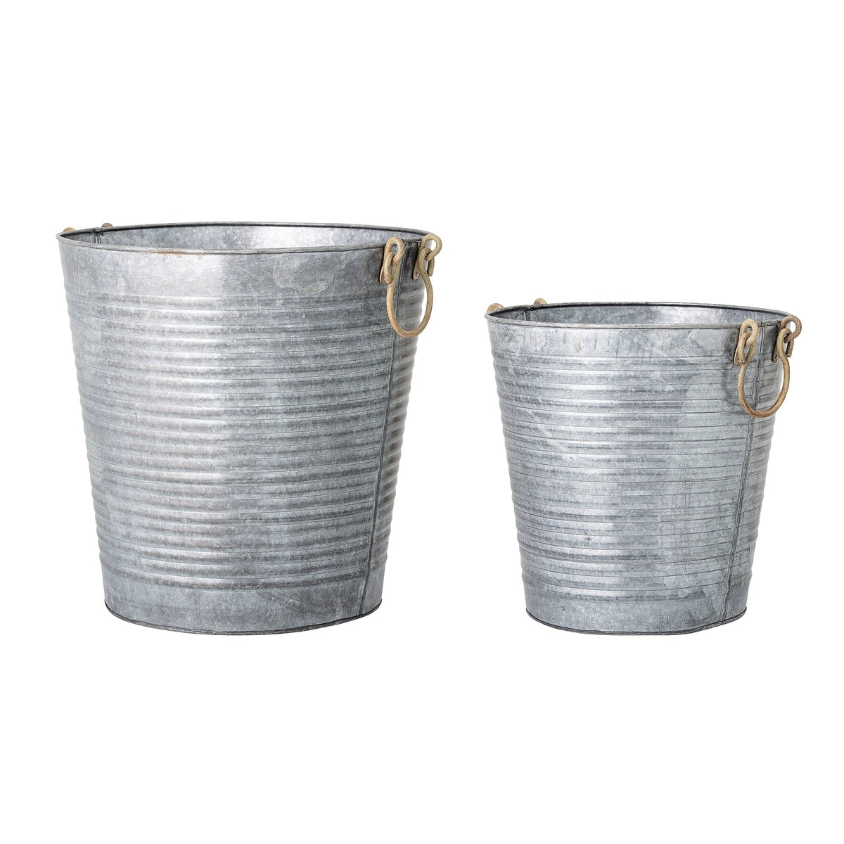 Evar Set of 2 Outdoor Flowerpots - Galvanized Iron Evar Set of 2 Outdoor Flowerpots - Galvanized Iron