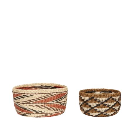 Evoke Kurve Bred Natur/ Flerfarvet (sæt af 2) - ø20xh12, ø26xh14cm