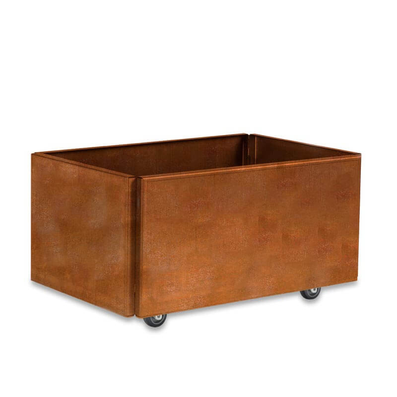FREJA Plantekasse på hjul 60 x 40 x 27 - Rustjern Uden sneglekant FREJA Plantekasse på hjul 60 x 40 x 27 - Rustjern Uden sneglekant