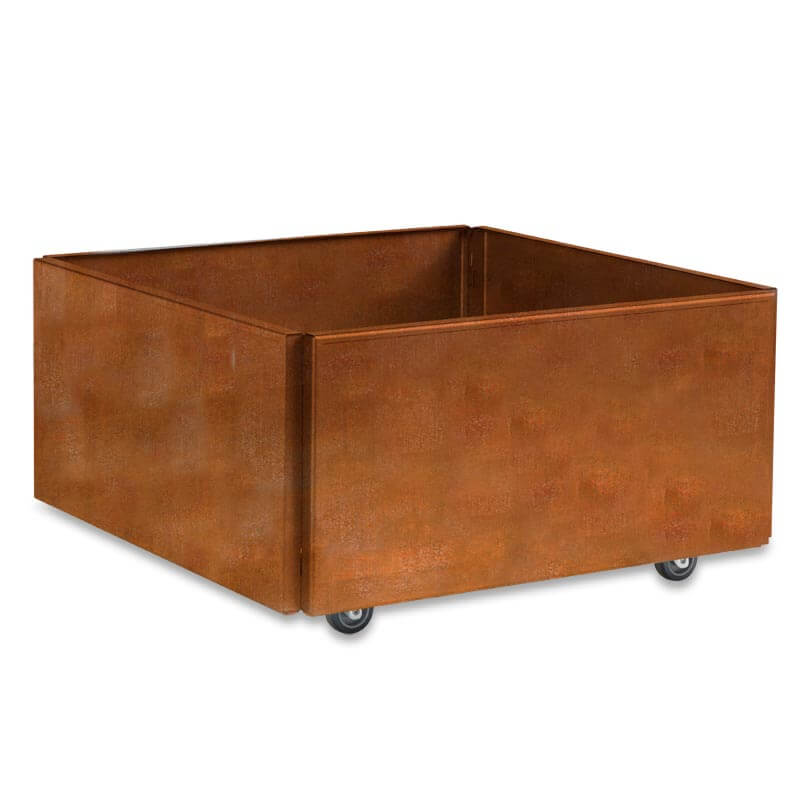 FREJA Plantekasse på hjul 60 x 60 x 27 - Rustjern Uden sneglekant FREJA Plantekasse på hjul 60 x 60 x 27 - Rustjern Uden sneglekant