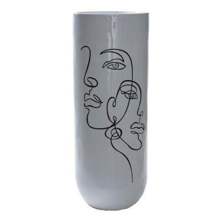 Facies - Hvid Vase med Abstrakte Ansigter 35 x 35 x 90 cm