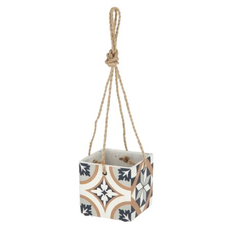 Fallen Fruits Portuguese Tiled Square Hanging Pot Blue