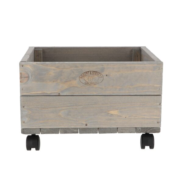 Fallen Fruits Small Rural Wooden Planter On Wheels Green