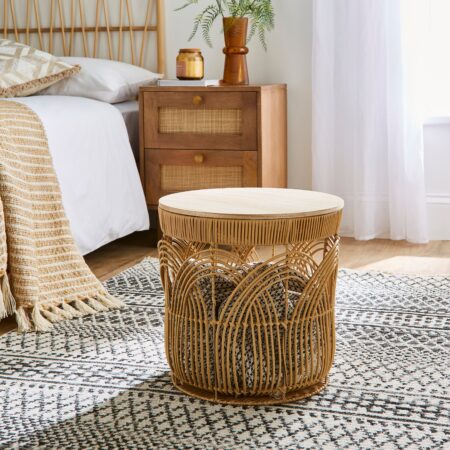Faux Rattan Small Storage Basket Natural