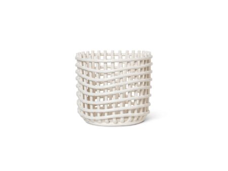 Ferm Living - Ceramic Basket - Kurv - Large - Off White - Ø23,5 x H21 cm