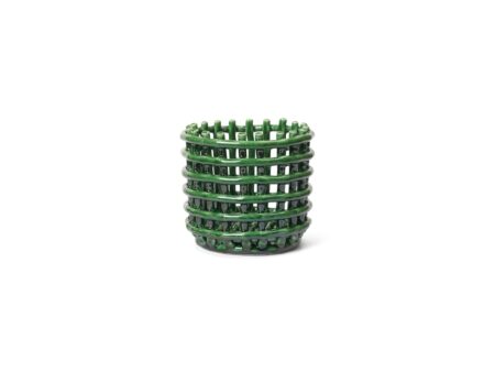 Ferm Living - Ceramic Basket - Kurv - Small - Emerald Green - Ø16 x H14,5 cm