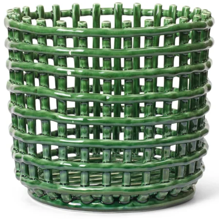 Ferm Living, Ceramic Basket - Large - Emerald Green