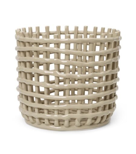 Ferm Living Ceramic Basket Large Ø: 23,5 cm - Cashmere