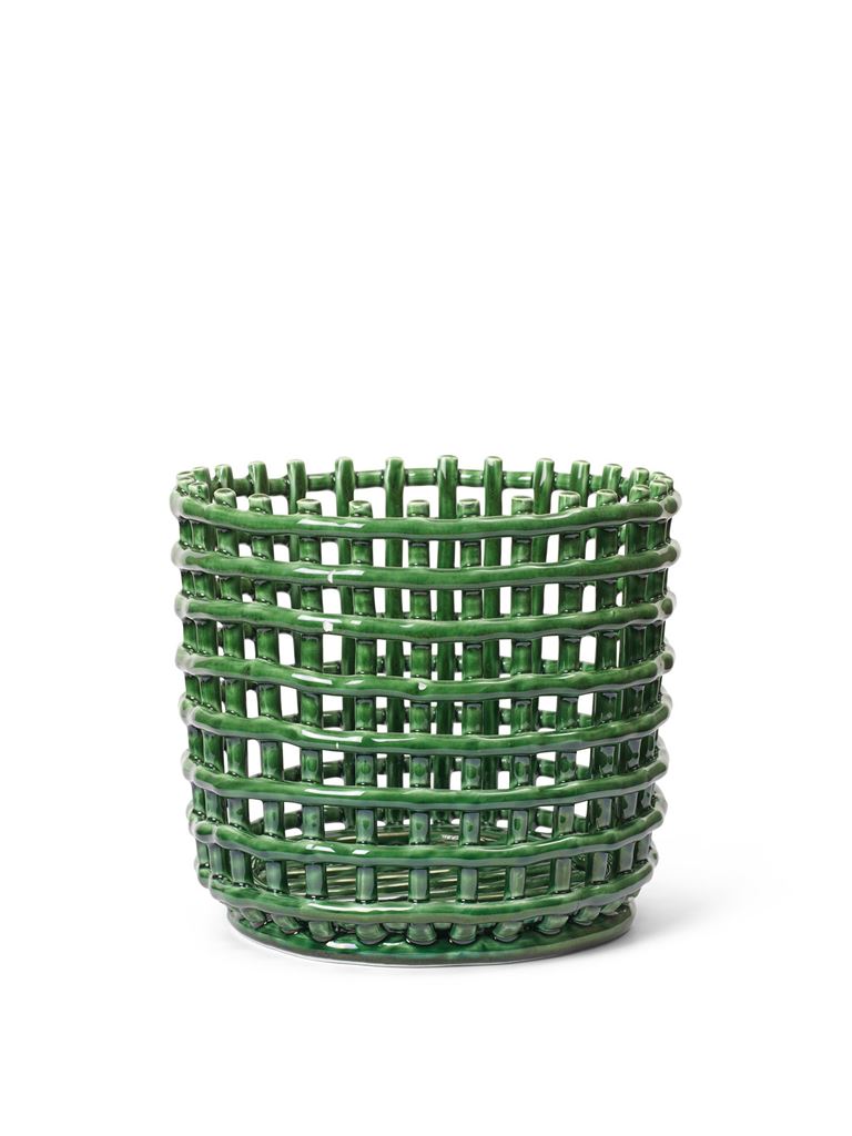 Ferm Living Ceramic Basket Large Ø: 23,5 cm - Emerald Green Ferm Living Ceramic Basket Large Ø: 23,5 cm - Emerald Green